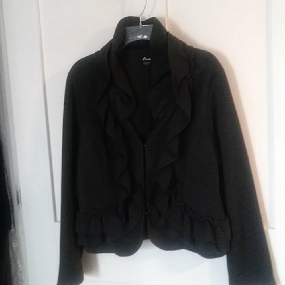 Eivissa Ruffled Grey Fleece Jacket XL